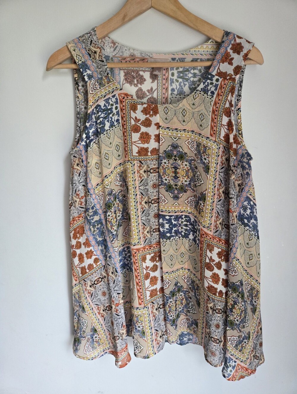 ROZ & ALI Sleeveless Patchwork Print Tank Top - Multi